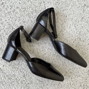 H&M Black Faux Leather Block Heeled Mary Jane Shoes 8